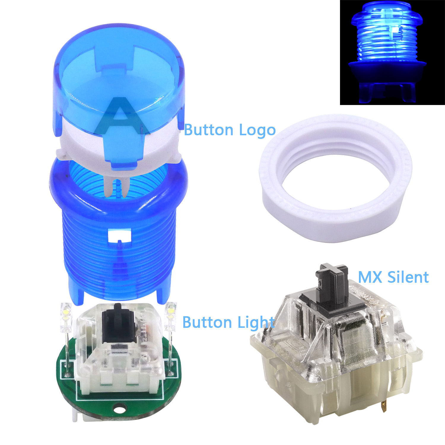 Arcade Button Kit - SJ @ JX Arcade botão LED