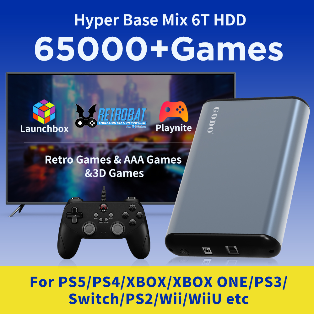 Retro Gaming Hdd - JMachen 6TB Sistema HDD para jogos
