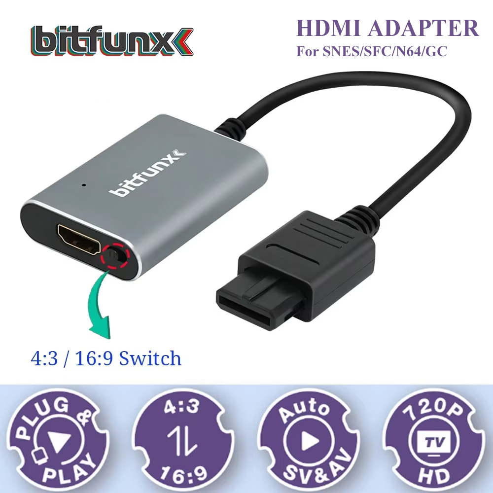 Retro Gaming Hdmi - Adaptador Bitfunx 720P Svideo / AV