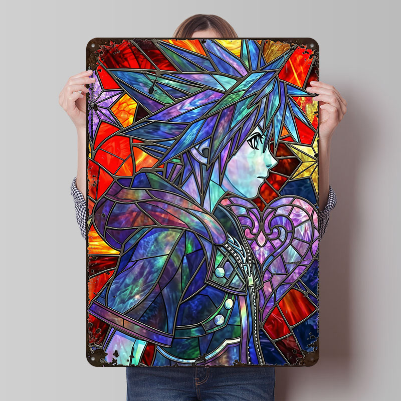 Retro Poster Gaming - Kingdom Hearts Sora Arte em Vidro