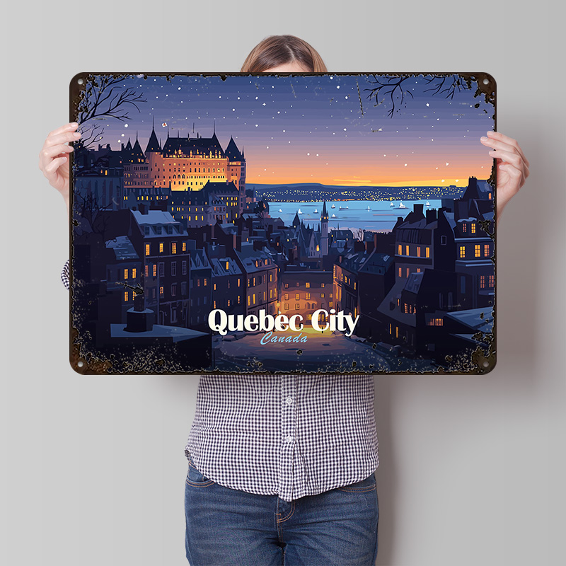 Retro Gaming Quebec - Pôster impresso da cidade do Quebeque