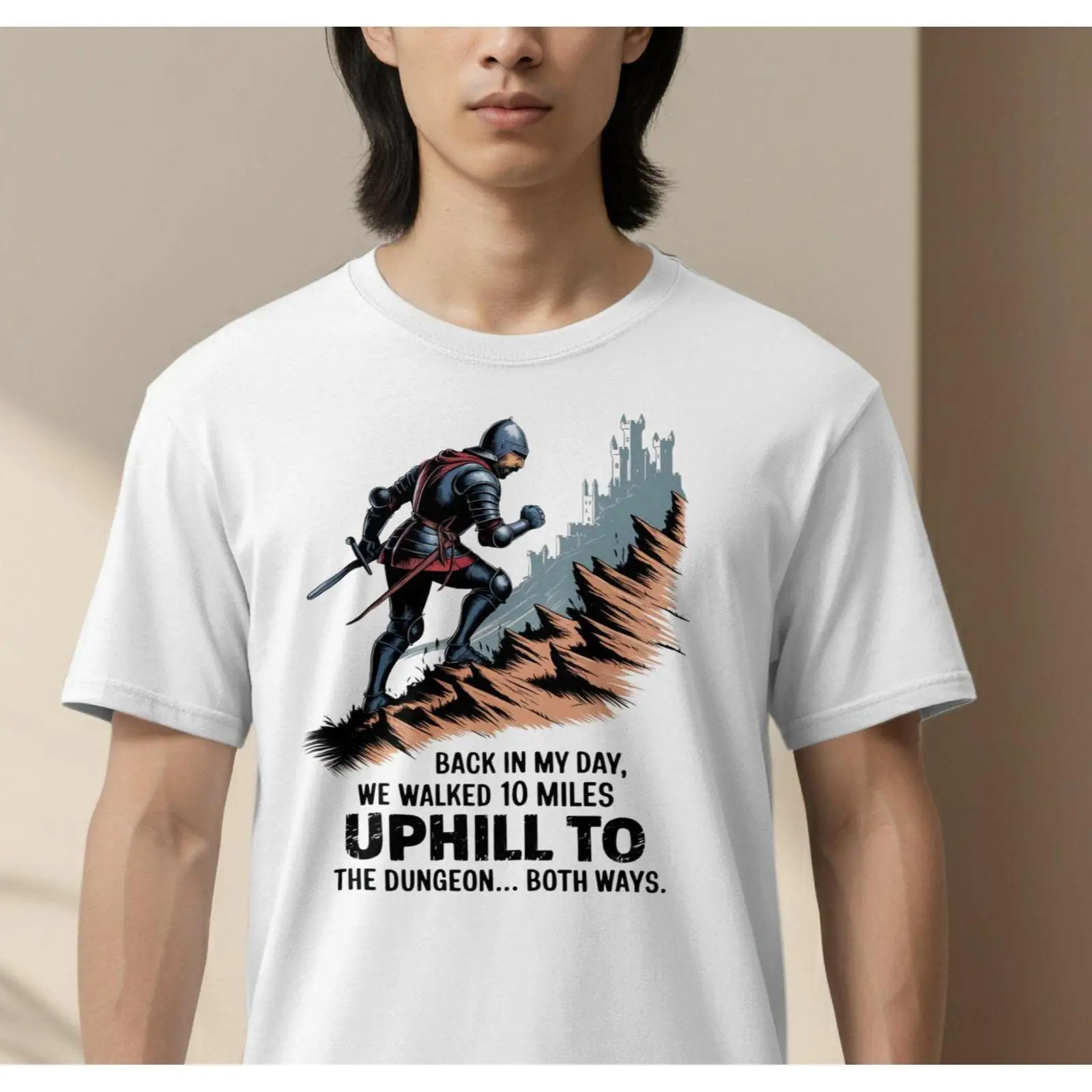 Retro Gaming Ideas - Camiseta Engraçada de Cavaleiro: Caminhada na