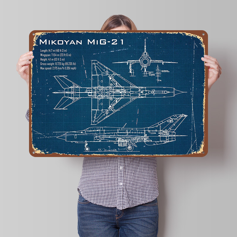 Retro Gaming Desk - Mig 21 aeronaves impresso cartaz personalizado