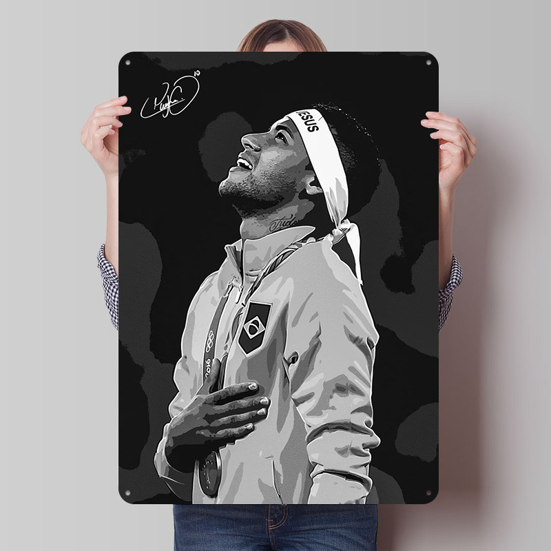Retro Poster Gaming - Neymar Jr. Placa de Metal Vintage