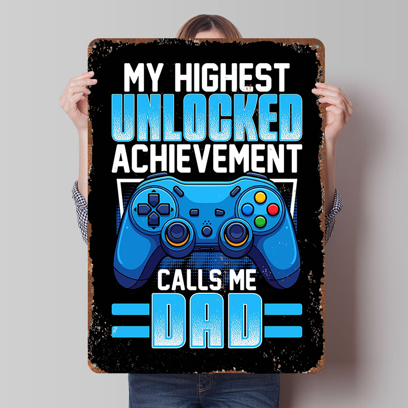 Retro Gaming Achievements - Placa de Metal Personalizada para Decoração