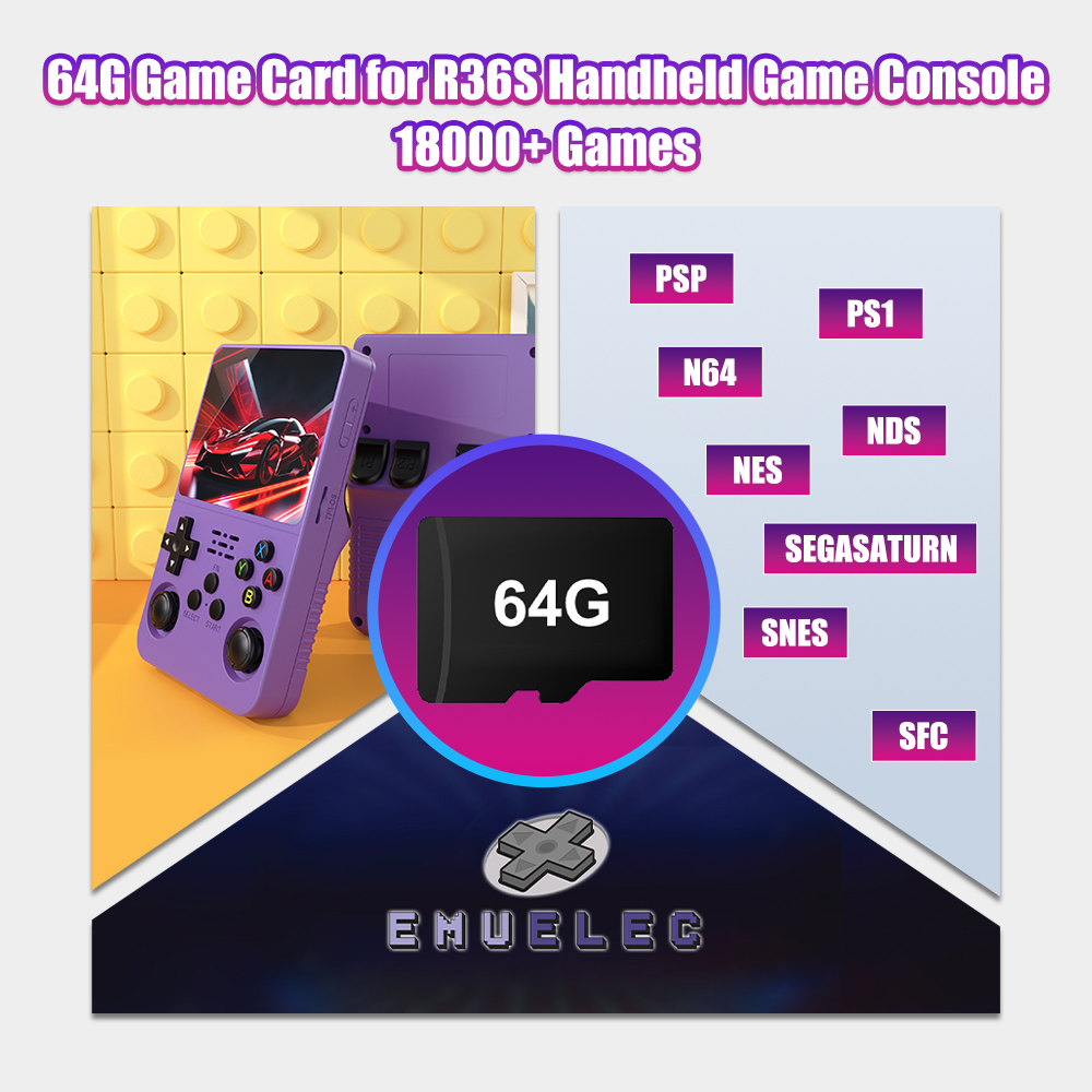 Retro Gaming N64 - Cartão tf de jogo 64g para