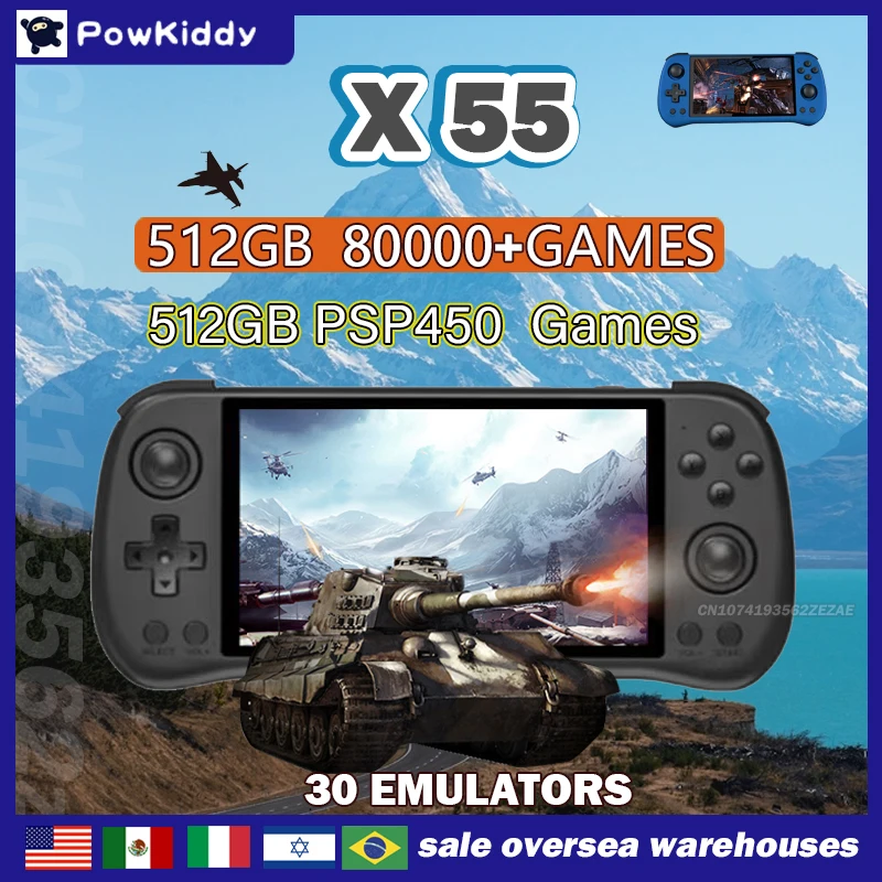 80000 jogos 512g powkiddy x55  - Retro Gaming Mobile avaliação e preço